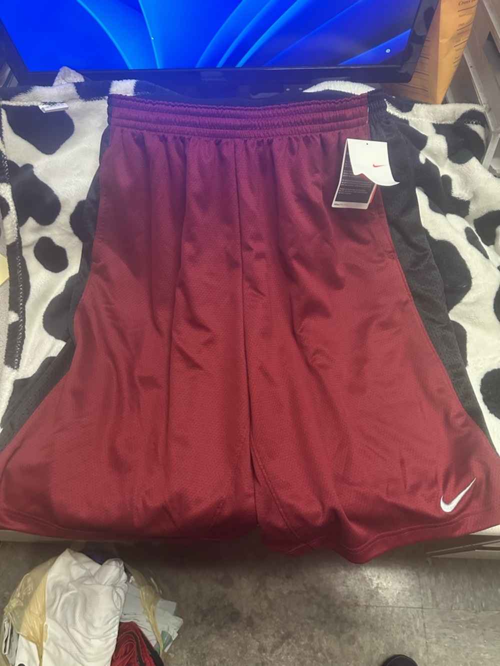 Nike Maroon and Black Workout Shorts